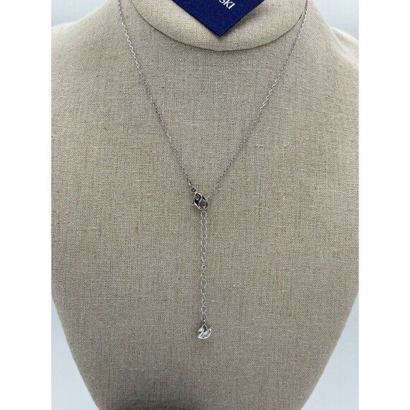 Swarovski Necklace Solitaire Pendant White Clear Crystal Silver Classic Feminine - Picture 5 of 7